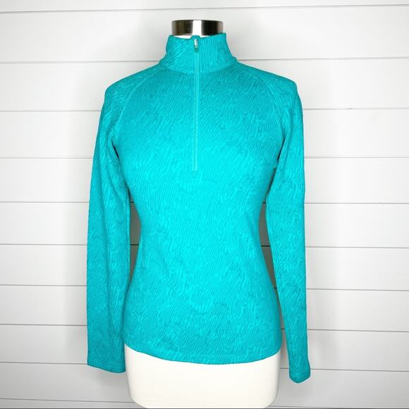 Lucy Tops - LUCY Textured Half Zip Athleisure Pullover Teal Green Size XS